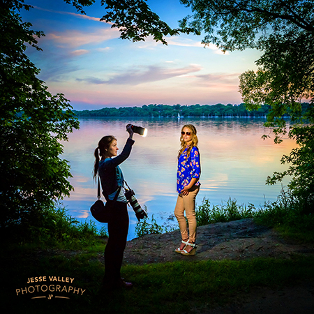 Taking senior pictures at Lake Harriet in Minneapolis
