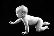 Photo of a baby crawling
